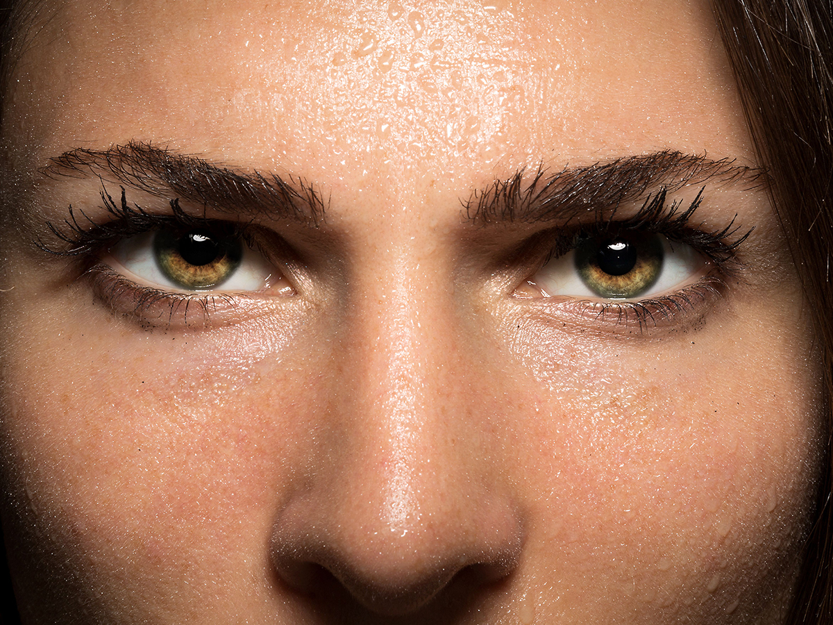 Close-up shot of a woman’s face.