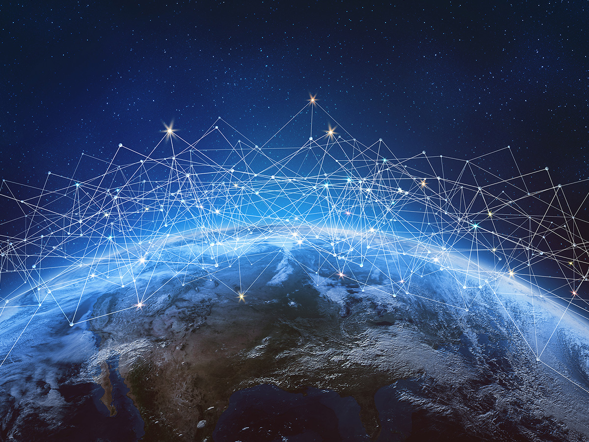 Global network across the planet Earth.